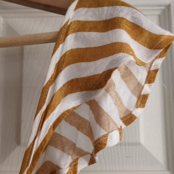 Love Fire Yellow Striped Dress Size Lg Rayon Flutter Sleeve Tank Summer Coastal - Picture 4 of 8